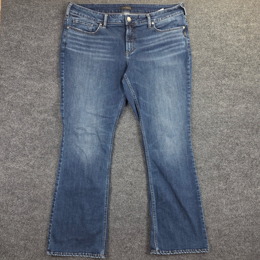 Silver Suki Slim Boot Jeans Women's 20W L33 High Rise Dark Wash Stretch Denim
